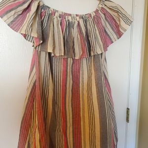 *HUGE SALE* Darling Grey and Pink striped off shoulder dress